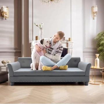 Luxe Hondenbank – Verhoogd Hondenbed Leer en Houten Poten, Verzenden, Nieuw