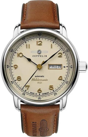 Zeppelin 9664-5 Méditerranée 1921 automatisch heren horloge, Overige merken, Staal, Verzenden, Polshorloge