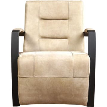 Leren fauteuil Magnificent - Kenia Taupe (taupe/bruin), Nieuw, Ophalen of Verzenden, 50 tot 75 cm, Industrieel, Modern