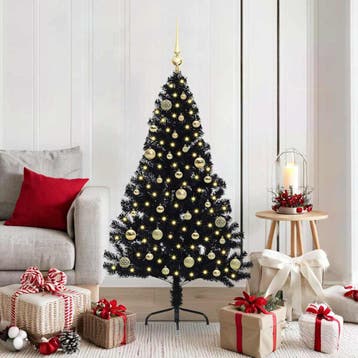 vidaXL Kunstmatig Voorverlicht Kerstboom met 150 LED Zwart, Verzenden, Nieuw