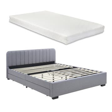 Bed Nofrenna met matras en 4 bedlades 200x140 cm grijs [en.c, Verzenden, Nieuw