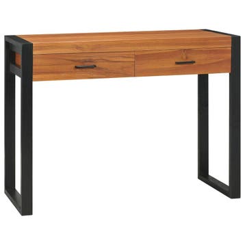 vidaXL Bureau met 2 lades 100x40x75 cm teakhout, Verzenden, Nieuw