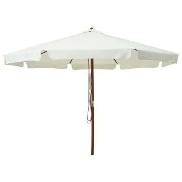 vidaXL Parasol met houten paal 330 cm zandwit, Verzenden, Nieuw, 3 tot 4 meter