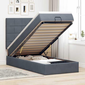 vidaXL Ottoman bed met matrassen 90x200cm fluweel, 90 cm, Eenpersoons, Verzenden, Nieuw