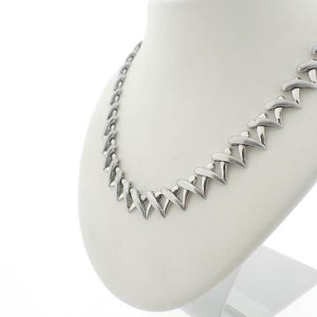 Witgouden gematteerde fantasieschakel collier (Ketting), Ophalen of Verzenden, Gebruikt, Overige kleuren, Goud