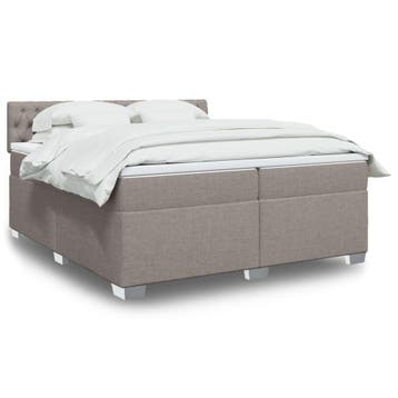 vidaXL Boxspring met matras stof taupe 200x200 cm, Verzenden, Overige maten, 200 cm, Stof