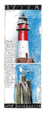 Kunstdruk Sabine Gerke - Büsum 25x60cm, Verzenden, Nieuw