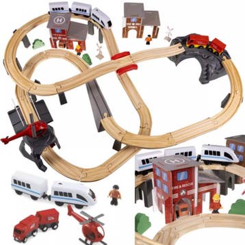 Kruzzel Houten Treinset: Bouwen en Spelen voor Kinderen!, Ophalen of Verzenden, Nieuw