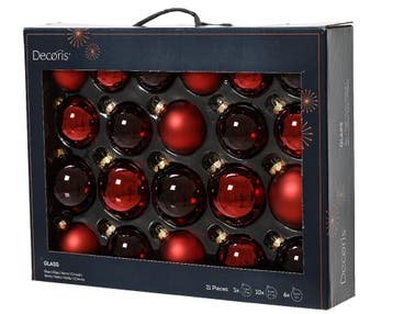 Kerstballen Glas Ossenbloedrood 7 cm Set van 21, Ophalen of Verzenden, Nieuw