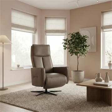 Leren elektrisch relaxfauteuil Honor - Massif Rock, Huis en Inrichting, Nieuw, Ophalen of Verzenden, Modern, 50 tot 75 cm
