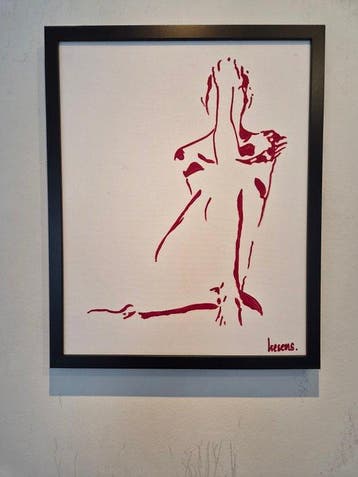 Liesens - Thincker 1 (handpainted on canvas) met lijst