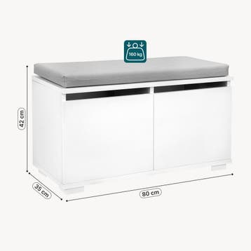 Schoenenrek Brande 80x35x42 cm wit en lichtgrijs [en.casa], Huis en Inrichting, Verzenden, Nieuw