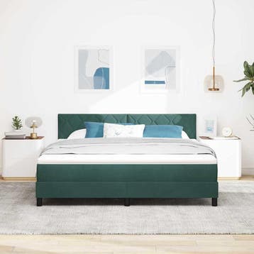 vidaXL LED Box Spring Bed Donkergroen 180 x 200 cm Fluweel, Verzenden, Stof, Groen, Nieuw