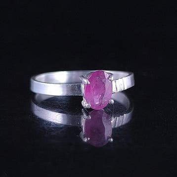 Robijn - Zilver - Ring met amulet - instelbare ABUNDANCiA
