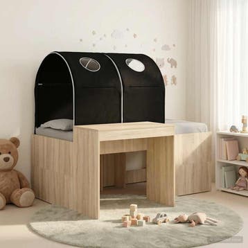 vidaXL Bed met Tunnel 3 st Sonoma Eiken en Zwart Bewerkt, Verzenden, Nieuw, Bruin, Hout
