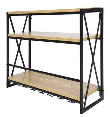 Wijnrek Wandmodel 3-Lagen – Industrieel Metaal en MDF, Verzenden, Nieuw