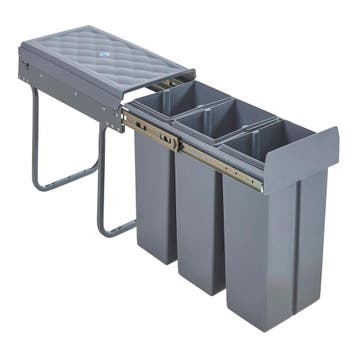 Inbouw prullenbak Froland 3x10 liter 48x26x42 cm grijs [en.c, Huis en Inrichting, Woonaccessoires | Prullenbakken, Verzenden, Nieuw