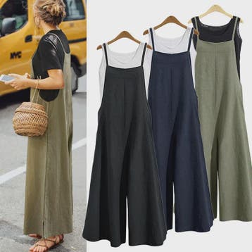 Dames Jumpsuit Zomer Mouwloos Katoen Linnen met Wijde Pijpen, Verzenden, Nieuw