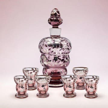 Drinkservies - Likeurset met fles met zilveren