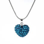 Fako Bijoux - Ketting - Disco Dots - Hart - Helblauw, Verzenden, Nieuw