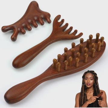 3-delige Houten Scalp Massager Set - Hoofdhuid Massage & Haa, Verzenden, Nieuw