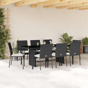 vidaXL 9-delige Tuinset poly rattan zwart, Tuin en Terras, Tuinsets en Loungesets, Verzenden, Nieuw, 8 zitplaatsen, Tuinset