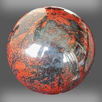 Gepolijste bol in Obsidiaan mahonie. - Hoogte: 98 mm -