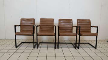 (4) Bruin Leren Stoelen, Ophalen of Verzenden, Nieuw