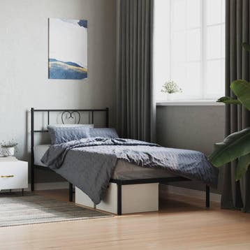 vidaXL Bedframe met hoofdbord metaal zwart 80x200 cm, Eenpersoons, Verzenden, Zwart, Nieuw