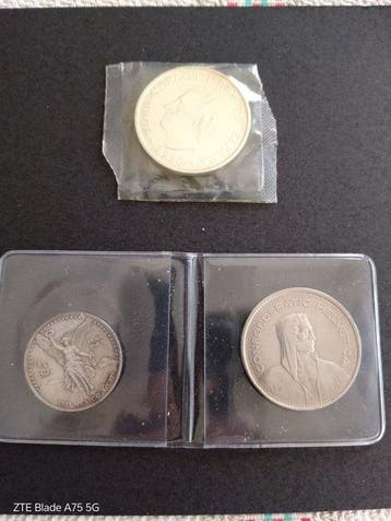 Spanje, Zwitserland, Mexico. Lote 3 monedas de plata (Zonder