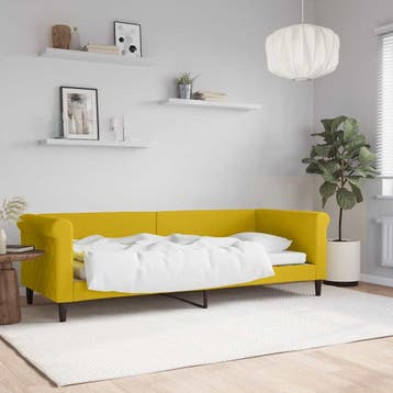vidaXL Slaapbank 80x200 cm fluweel geel, Eenpersoons, Verzenden, Nieuw, 80 cm