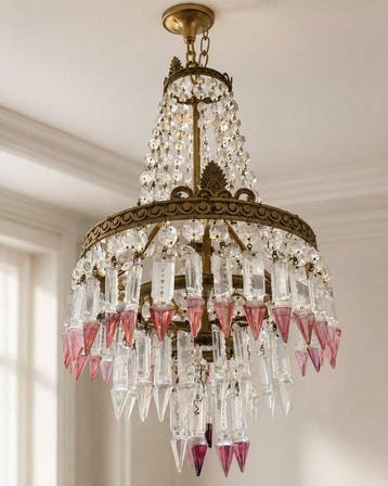 Staande lamp - Kristal, Messing