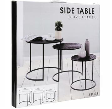 Bijzettafel Salontafel metalen frame en MDF tafelblad Zwa..., Verzenden, Nieuw