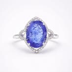 Zonder minimumprijs - Ring Platina - 3.82ct. tw. Tanzaniet -, Nieuw