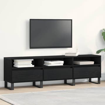 vidaXL TV-kast 150 x 30 x 44,5 cm Zwart Eiken Bewerkt hout, Huis en Inrichting, Kasten | Televisiemeubels, 100 tot 150 cm, Verzenden