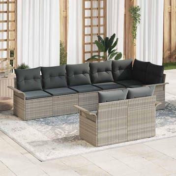 vidaXL Tuin Sofa Set 8 st Lichtgrijs poly rattan, Verzenden, Nieuw, 8 zitplaatsen