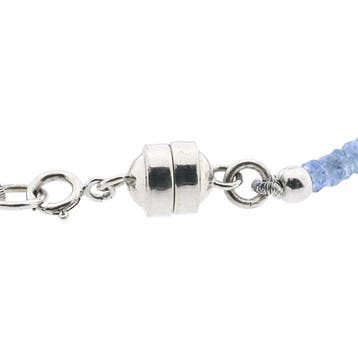 Lichtblauwe topaas kralenarmband met witgouden slot, Gebruikt, Ophalen of Verzenden, Met edelsteen, Goud