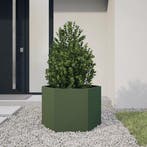 vidaXL Plantenbak zeshoek 69x60x45 cm staal olijfgroen, Tuin en Terras, Bloembakken en Plantenbakken, Verzenden, Nieuw, Metaal