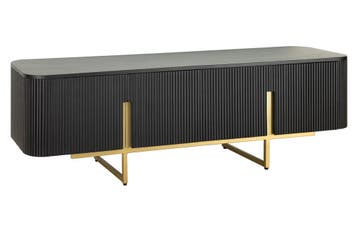 TV-bord GATSBY 160cm retrostijl mango zwart goud - 46433, Ophalen of Verzenden, Nieuw