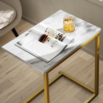 Laptoptafel - Bijzettafel - 50x30x69 cm - Marmar/Goud - Pipi, Huis en Inrichting, Tafels | Sidetables, Verzenden, Zo goed als nieuw