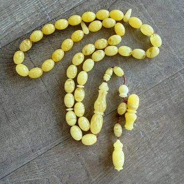 91,6 g ENKELSTEEN Amber Rozenkrans, zeldzaam lange imames, Nieuw