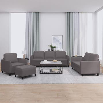 vidaXL 4-delige Loungeset met kussens kunstleer bruin, Huis en Inrichting, Verzenden, Nieuw, Leer, Minder dan 150 cm