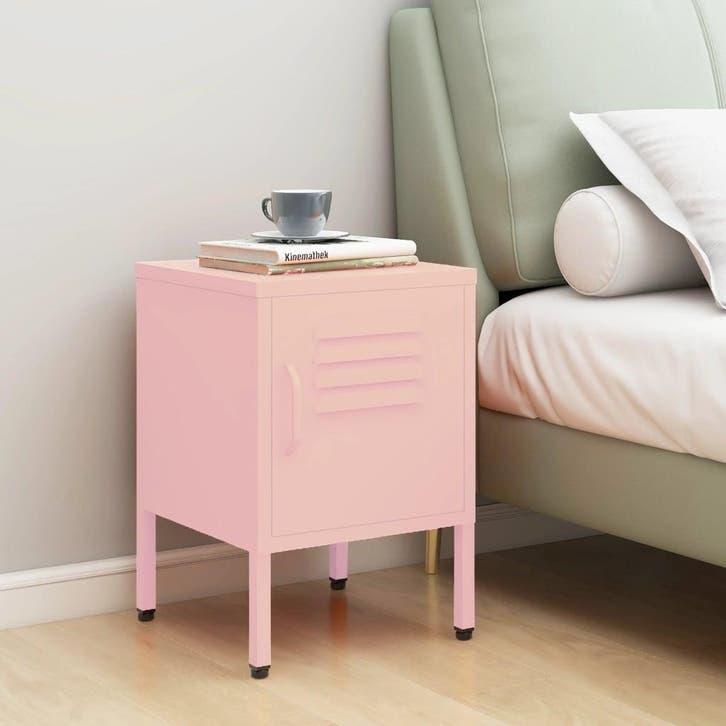 vidaXL Nachtkastje 35x35x51 cm staal roze, Huis en Inrichting, Slaapkamer | Nachtkastjes, Nieuw, Minder dan 45 cm, Metaal of Aluminium