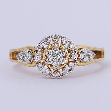 Ring - 14 karaat Geel goud - 0.32ct. tw. Diamant, Nieuw