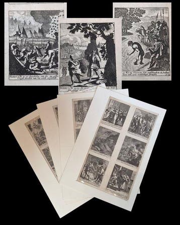 Caspar Luyken (XVII) - Set van 4 bladen met 24 antieke