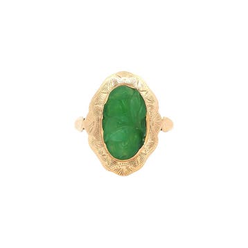 Gouden ring met jade 14 kt, Ophalen of Verzenden, Nieuw