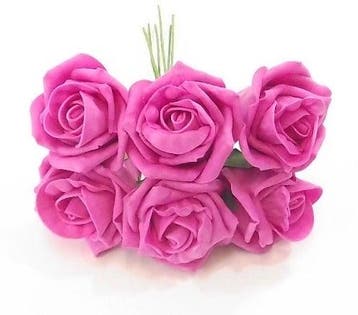 Foamroos Princess Kleurvast Fuchsia Pink 6 cm Bundel 6 stuks, Ophalen of Verzenden, Nieuw