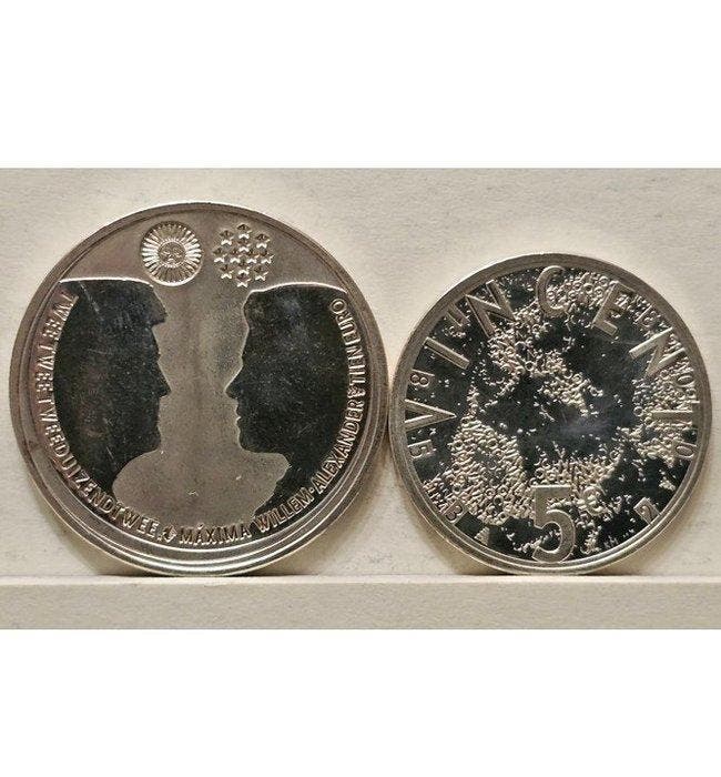 Nederland. 5 Euro / 10 Euro 2002/2003 Huwelijksmunt + Van, Postzegels en Munten, Munten | Europa | Niet-Euromunten