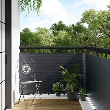 vidaXL Balkon Scherm Donkergrijs 300 x 100 cm poly rattan, Verzenden, Nieuw
