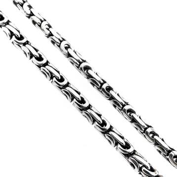 Zilveren fantasieschakel ketting, Sieraden, Tassen en Uiterlijk, Kettingen, Ophalen of Verzenden, Gebruikt, Zilver, Zilver